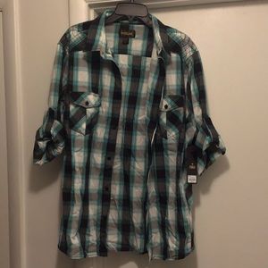 Helix XXL Aqua Green Plaid Woven Shirt